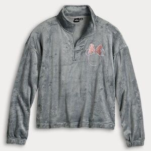 Disney Minnie Mouse Pink Bow Woobie 1/4 Zip Pullover Junior Size Medium NWOT